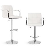 MIADOMODO Barová stolička 2 ks, s lakťovými opierkami, biela