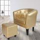 Kreslo s taburetom Chesterfield, zlaté