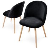 Sada jedálenských zamatových stoličiek, čierne, 2 ks
