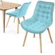 Sada prešívaných jedálenských stoličiek, tyrkysové, 2 ks