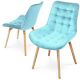 Sada prešívaných jedálenských stoličiek, tyrkysové, 2 ks