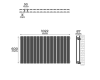 Horizontálny radiátor, stredové pripojenie, 600 x 1022 mm