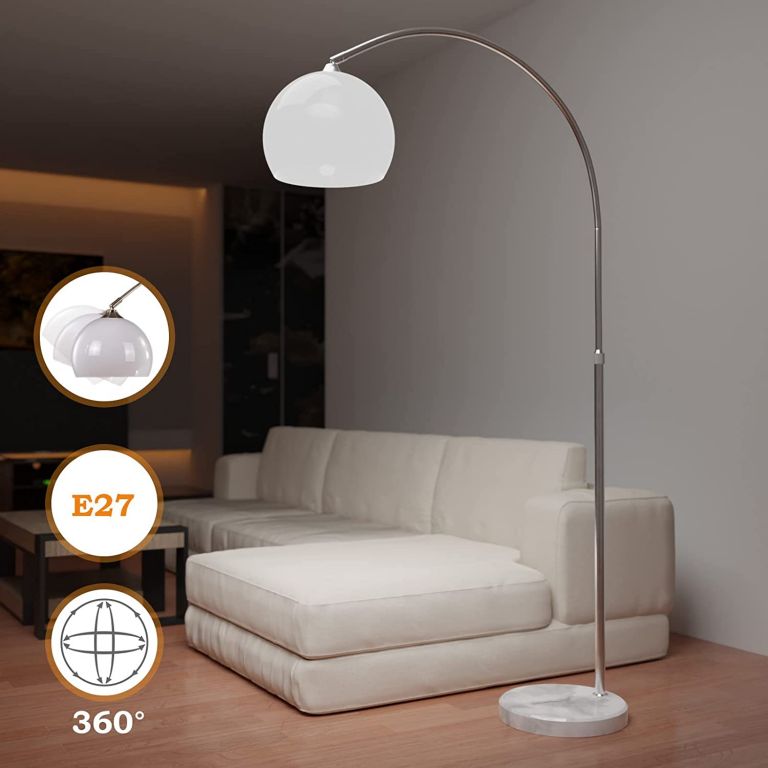 Obrázok Jago Stojacia oblúková lampa, biela, 130 - 180 cm