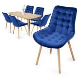 MIADOMODO Sada prešívaných jedálen. stoličiek, modrá 6 ks