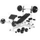 Gorilla Sports Sada posilňovacej lavice + nakladací set, biela
