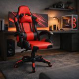 Ergonomická kancelárska stolička s vankúšikmi, čierno-červen