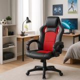 Ergonomická kancelárska stolička, červeno-čierna