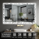 Luxusné LED zrkadlo do kúpeľne 90×70, hodiny a odmlžovanie