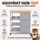 Kuchynský vozík na kolieskach so zásuvkami, sivý