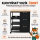 Kuchynský vozík na kolieskach so zásuvkami, čierny