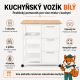 Kuchynský vozík na kolieskach so zásuvkami, biely