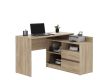 Rohový počítačový stôl, farba Sonoma, so zásuvkami do izby