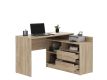 Rohový počítačový stôl, farba Sonoma, so zásuvkami do izby