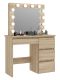Toaletný stolík s LED zrkadlom na líčenie, farba dub sonoma