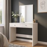 Biely toaletný stolík s kozmetickým zrkadlom, 2 zásuvky