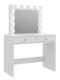 Toaletný stolík so zrkadlom 12 LED biely, 2 zásuvky