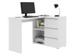 Rohový počítačový stôl biely so zásuvkami do izby