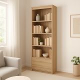 Policová skriňa so zásuvkou, 183 x 65 cm, farba dub sonoma