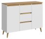 Škandinávska komoda 120 cm, farba biela/ dub