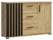 Komoda 120 cm, farba dub craft so zásuvkami a úchytkami