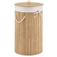 Bambusový kôš na bielizeň okrúhly 55 l s vekom a vakom
