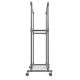 Kovový stojan na oblečenie na kolieskach, 2 tyče + police