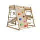Detské vnútorné drevené ihrisko so šmykľavkou, lezeckou sten