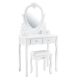 Biely toaletný stolík Julia so srdcovým zrkadlom a taburetom