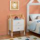 Detský nočný stolík, biely, dizajn domu, 2 zásuvky