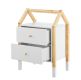 Detský nočný stolík, biely, dizajn domu, 2 zásuvky