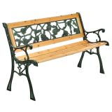 Záhradná lavička 122 cm, motív ruží, drevo/liatina