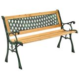 Záhradná lavička 122 cm, drevo/liatina, 2-miestna