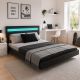 Plávajúca posteľ 140x200 cm, čierná s LED čelom
