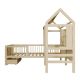Prírodná detská posteľ v tvare domčeka s úložným priestorom