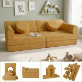 Dizajnová modulárna pohovka pre deti, 150 cm, horčicovo žltá