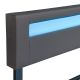 Moderná sivá čalúnená posteľ 180x200 s LED a roštom.