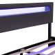 Moderná čierna čalúnená posteľ 160x200 s LED a roštom
