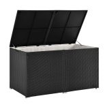 Úložný box z polyratanu 950 l, čierny, s vnútornou plachtou