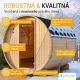 Fínska sudová sauna Ø 190 cm – vonkajšia, z masívu, 220 cm