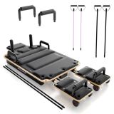 Skladací Pilates Reformer, 109 x 45 x 8 – 21 cm, čierny