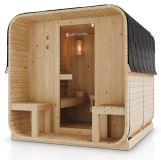 Záhradná sauna cube pre 6 osôb s pecou 8 kW, s posedením