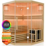 Rohová fínska sauna 150x150 cm 6 kW, LED, bezpečnostné sklo