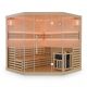Rohová fínska sauna 200x200 cm 8 kW, LED, bezpečnostné sklo
