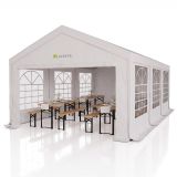 Záhradný párty stan 4x6 m biely s UV ochranou, PE 180g/m²