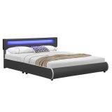Moderná čalúnená posteľ 180x200 cm s LED pásikom, tmavosivá
