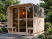 Záhradná sauna cube pre 6 osôb s pecou 9 kW, s posedením