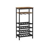 VASAGLE stojan na víno pre 20 fliaš a poháre, industriálne