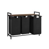 Triediaci kôš na bielizeň 3×38 l so stolíkom, čierny/hnedý