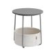 Okrúhly odkladací stolík s látkovým košom, šedý, 45×51 cm
