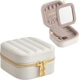 Malá cestovná šperkovnica so zrkadlom a priehradkami, biela